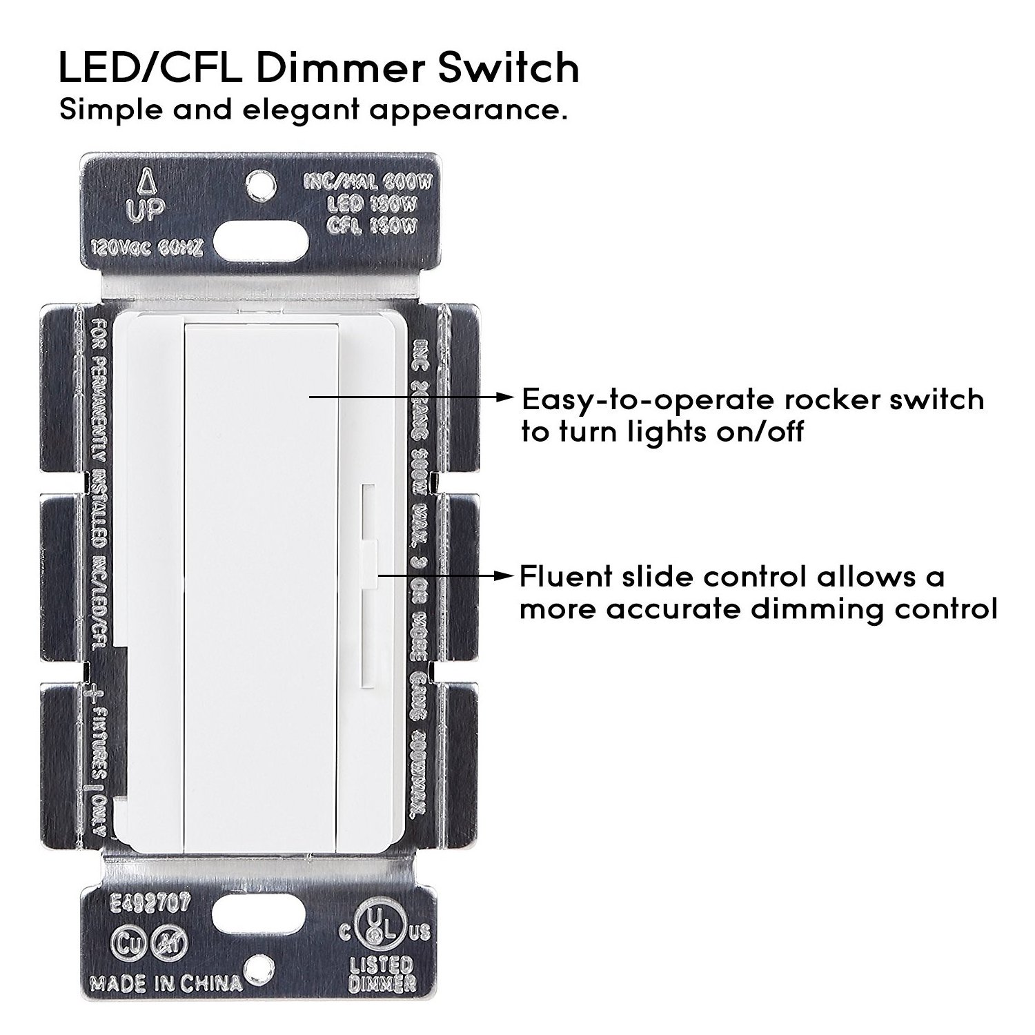 cUL Listed 3 Way Dimmer Light Switch/Dimmer Switch