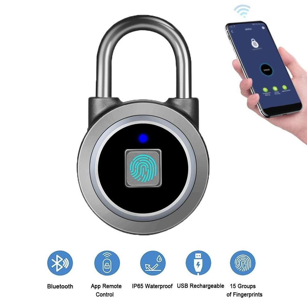 APP BLE Gym Lock USB Rechargeable Thumbprint Lock Small Electronic Fingerprint Padlock