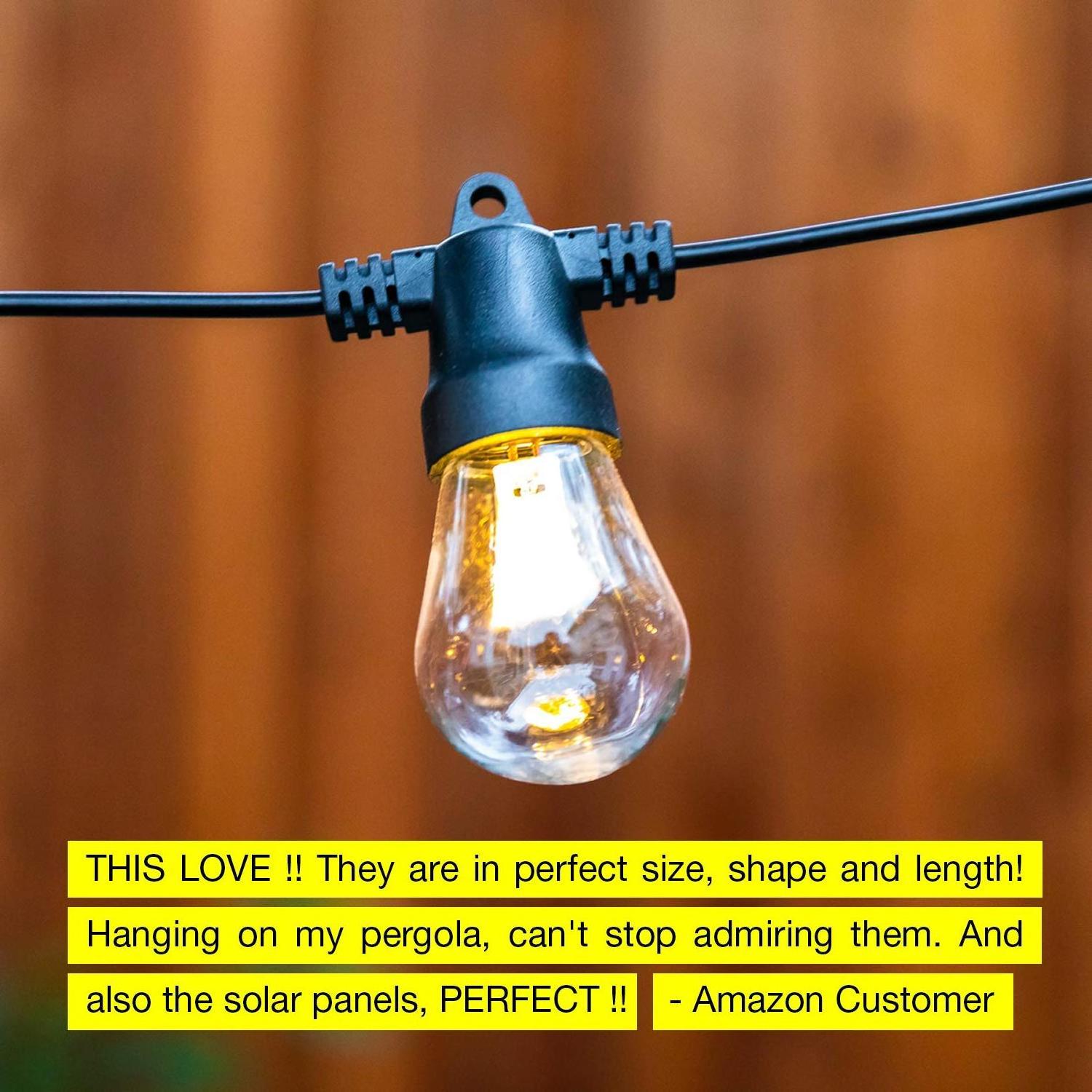 LED Outdoor Solar String Lights/1W Vintage Edison Bulbs - 27 Ft Heavy Duty Patio Lights/Waterproof solar power string light