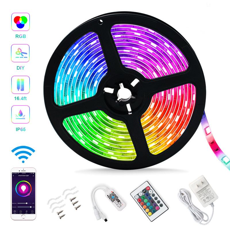 LED Strip Lights WiFi  150 LEDs SMD 5050 Color Changing Kit Work with Alexa Google Assistant