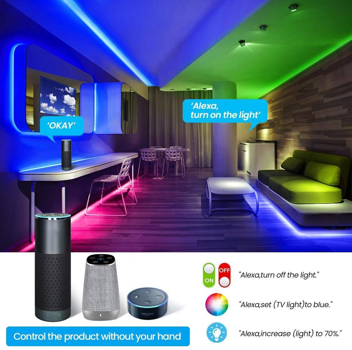 LED Strip Lights WiFi  150 LEDs SMD 5050 Color Changing Kit Work with Alexa Google Assistant