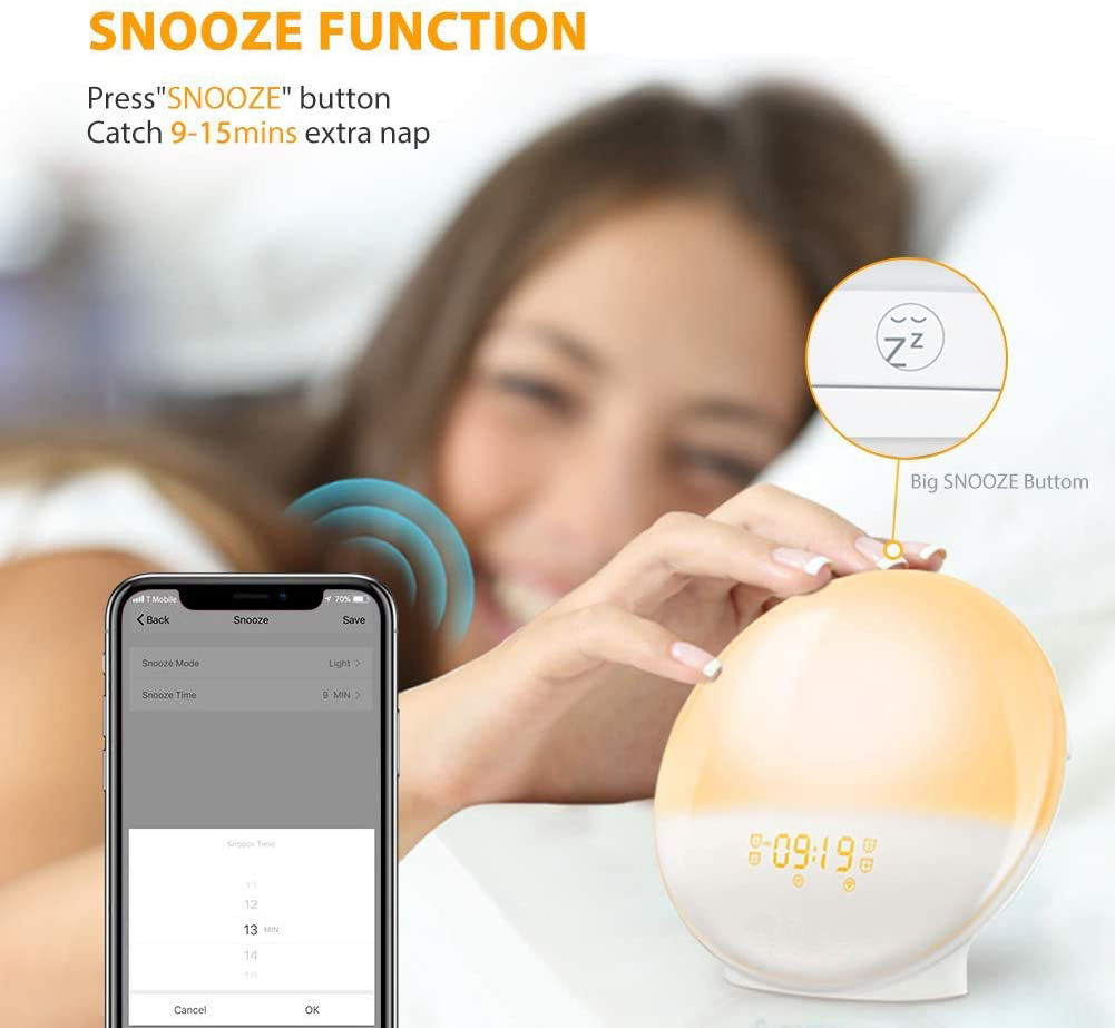 Smart Wifi Sunrise Simulation Wake Up Light Alarm Clock For Kids