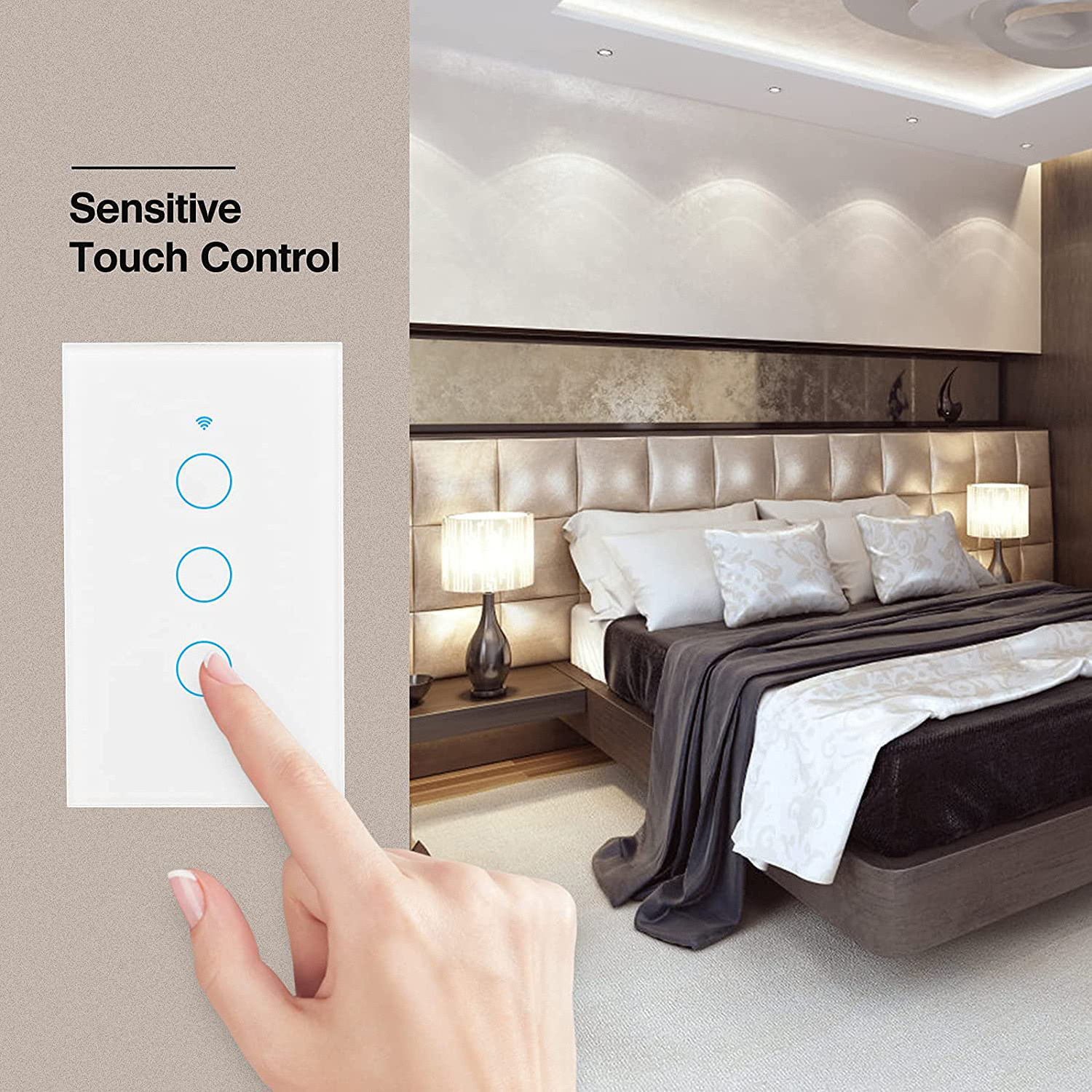 Tuya 3 Gang 3 Way Wifi Switch/Smart Wireless Wifi Light Switch Australia/Smart Touch Wall Switch