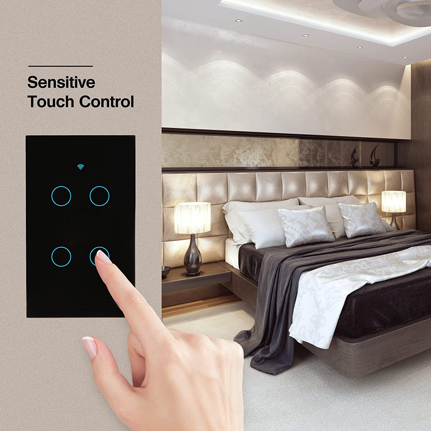 Tuya/Smart Life 4 Gang Smart Wifi Touch Wall Switch/Smart Wifi Light Switch