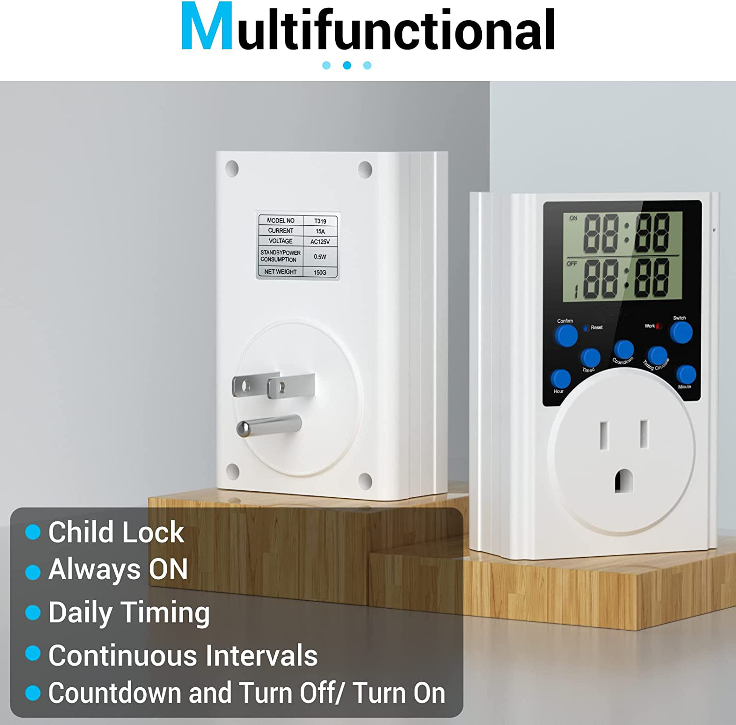 Timer Outlet Multifunctional Infinite Cycle Programmable Plug-in Digital Timer Switch/Energy-Saving Timer