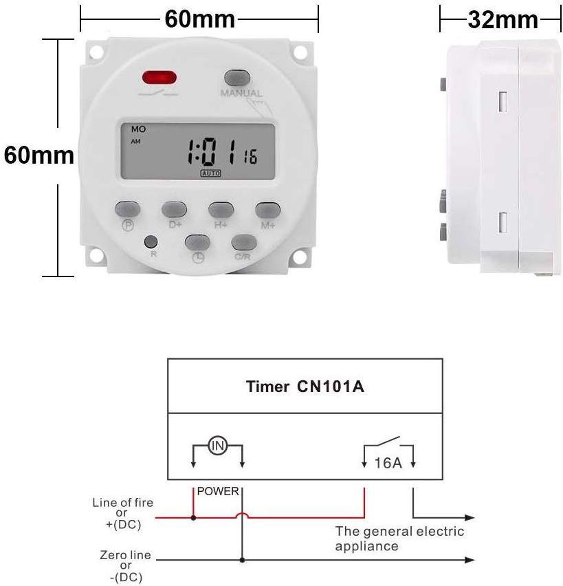 16A 110V/220V LCD Digital Programmable Timer Switch/CN101A Timer Relay Switch