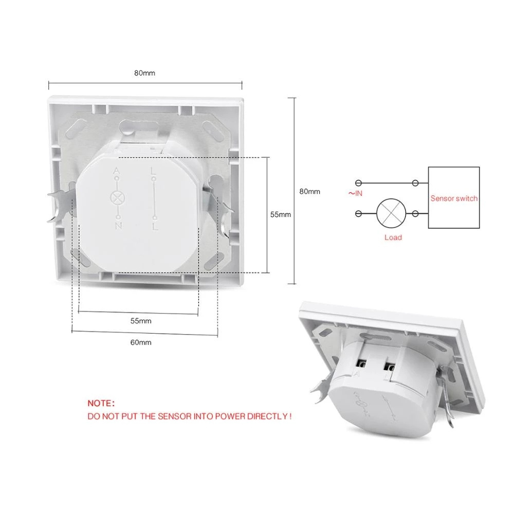 EU/UK Indoor PIR Infrared Motion Sensor Switch/220V LED Light Wall Mount Motion Sensor Switch