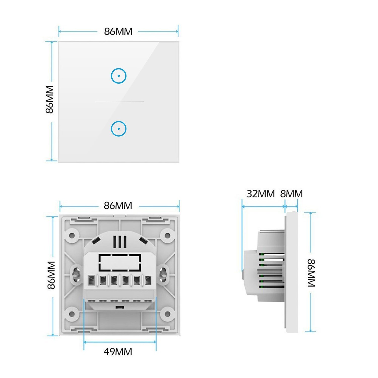 Tuya 2 Gang Smart Wireless Wifi LED Light Switch UK/EU Smart Wifi Wall Switch