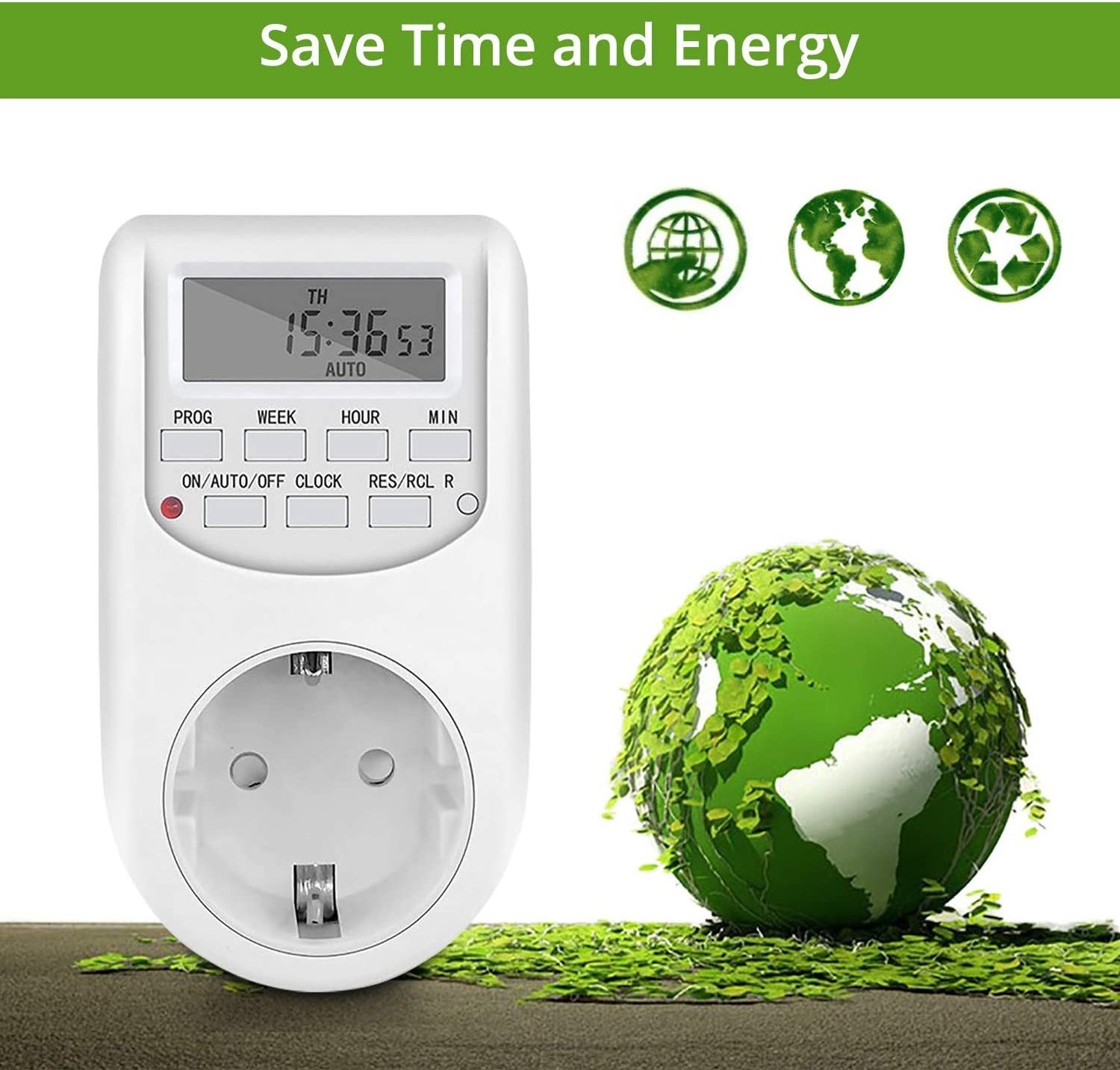 24 Hour Weekly Programmable Plug in Timer Switch 220V EU/UK/US Electric Digital Timer Socket