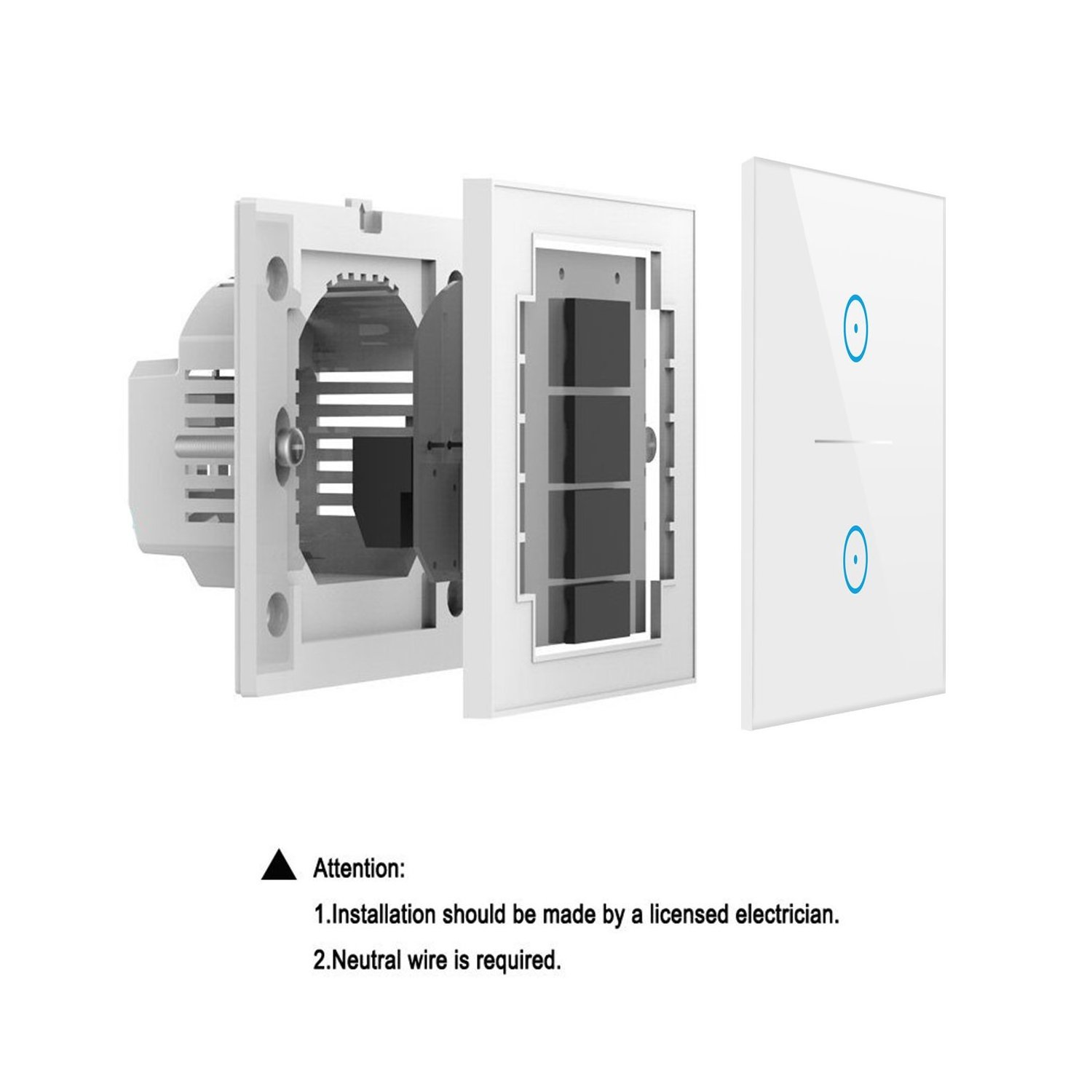 Tuya 2 Gang Smart Wireless Wifi LED Light Switch UK/EU Smart Wifi Wall Switch