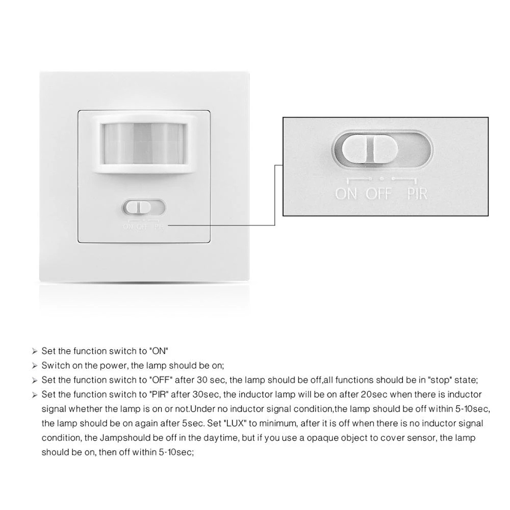 EU/UK Indoor PIR Infrared Motion Sensor Switch/220V LED Light Wall Mount Motion Sensor Switch