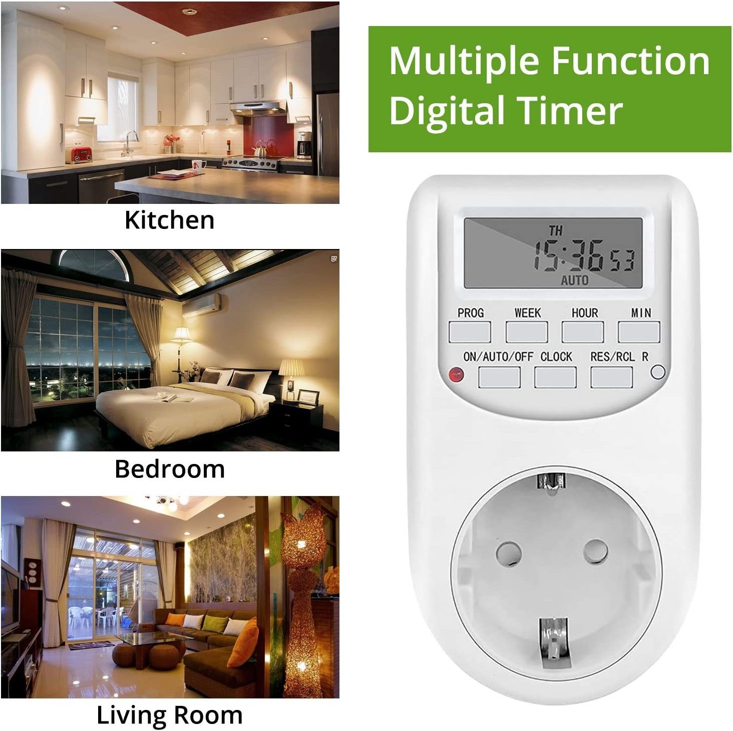 24 Hour Weekly Programmable Plug in Timer Switch 220V EU/UK/US Electric Digital Timer Socket