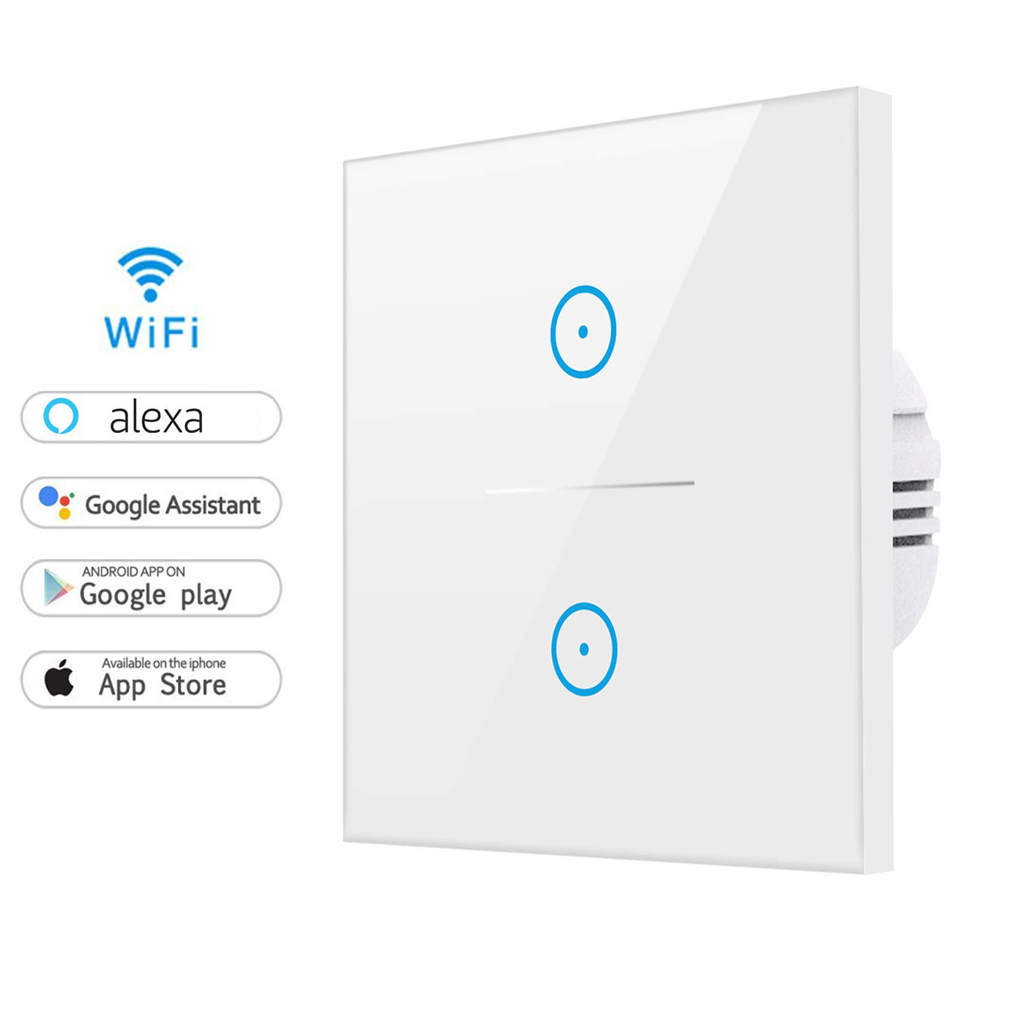 Tuya 2 Gang Smart Wireless Wifi LED Light Switch UK/EU Smart Wifi Wall Switch