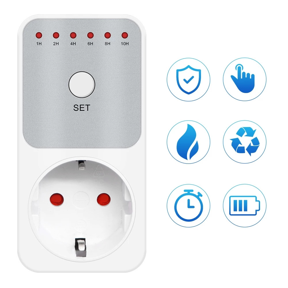 ROEY Countdown Timer Socket Intelligent Time Setting Control Socket Kitchen Electricity Power Metering Socket