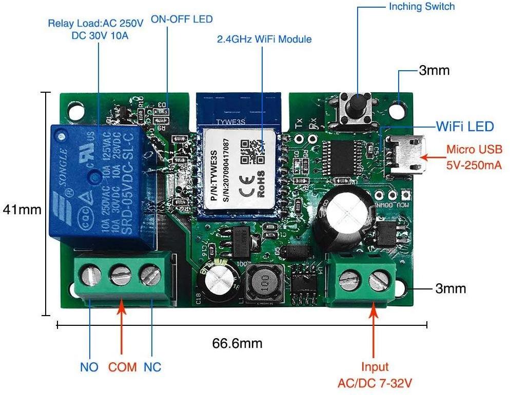 Tuya/Smart Life Smart Wifi Relay Module Momentary DIY Smart Home Remote Control Wireless Smart WiFi Inching Relay Switch