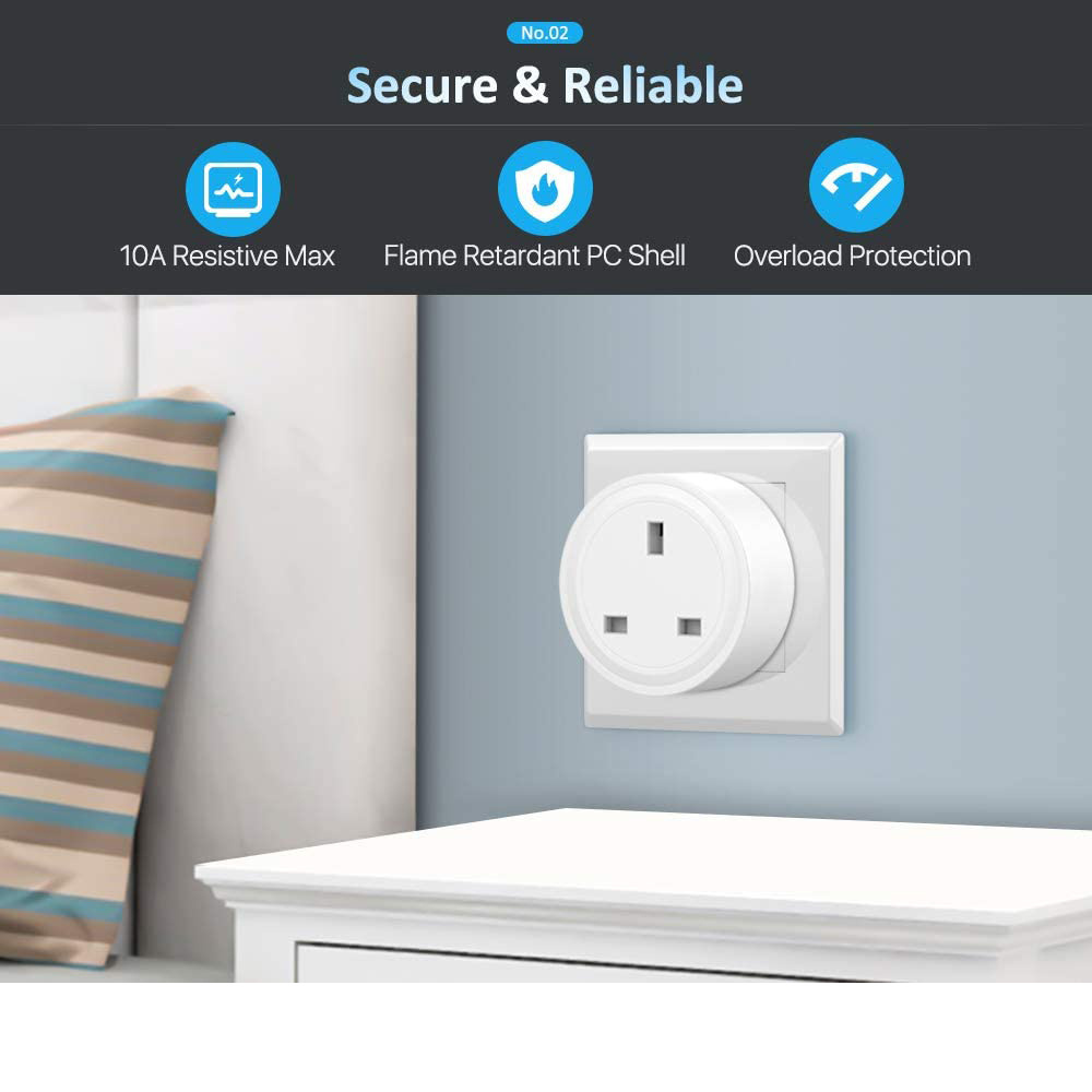 UK Smart Plug WiFi Outlet Mini Plug Wireless Smart Socket Remote Control Timer Plug Switch With Power Monitor