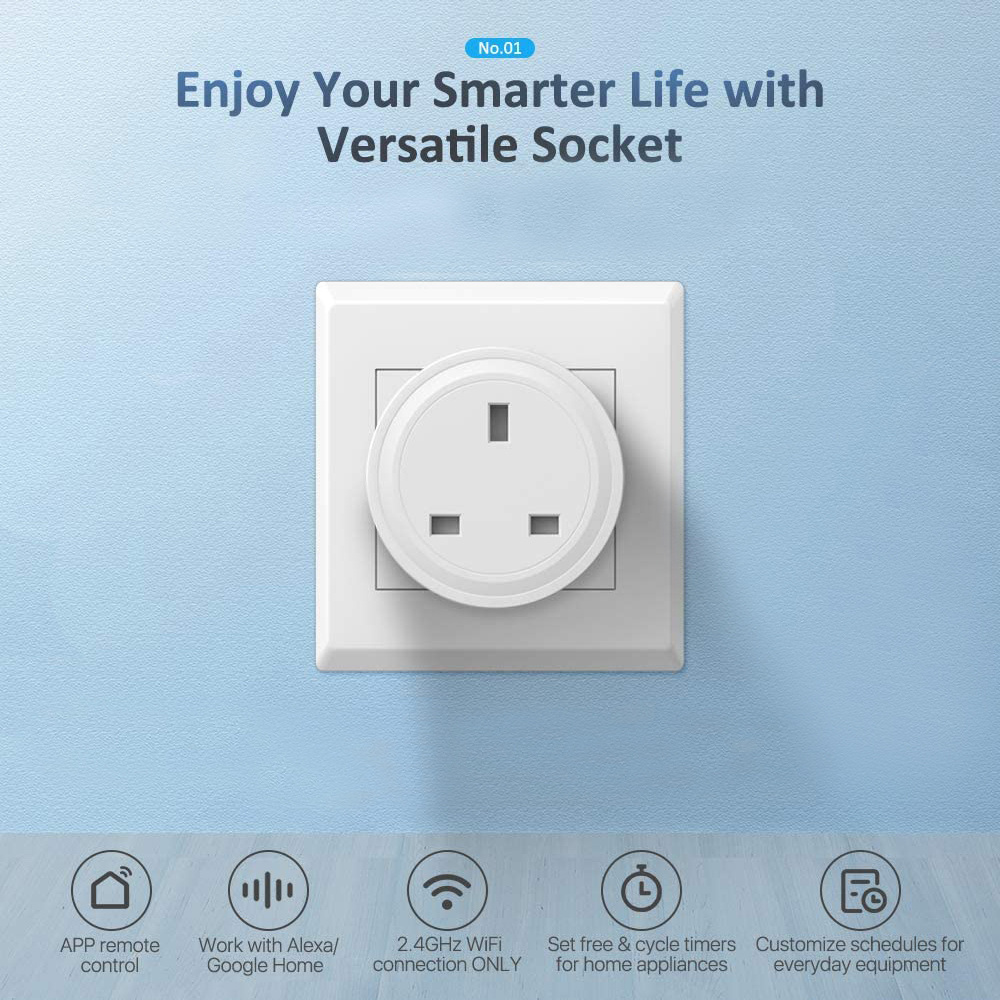 UK Smart Plug WiFi Outlet Mini Plug Wireless Smart Socket Remote Control Timer Plug Switch With Power Monitor