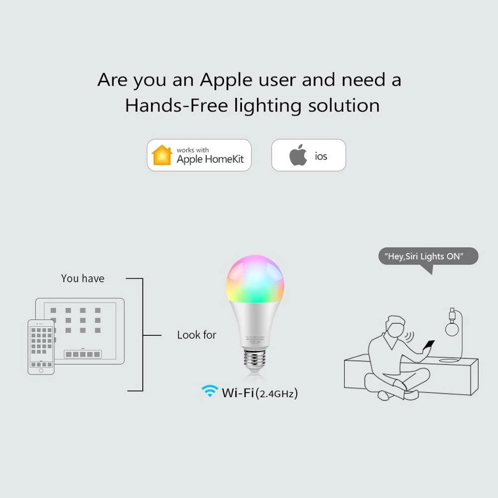 Homekit APP Control WIFI Smart LED light Bulb 9W E27 LED lamp 110V 220V Siri Voice Control Dohome For Alexa Echo Google Home