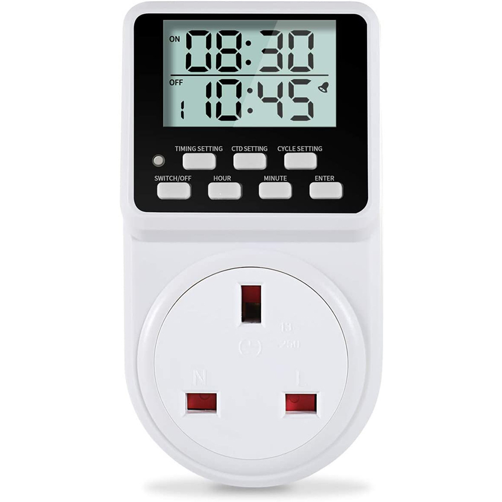 Digital Infinite Repeat Cycle Plug Timer Switch with Countdown and 24 Hour Programmable Timer for Electrical Outlets