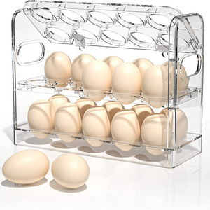 Refrigerator Side Door Save Space PET Organizer Hot Selling Vertically Placed Egg Three Tier 30 Grid Egg Holder