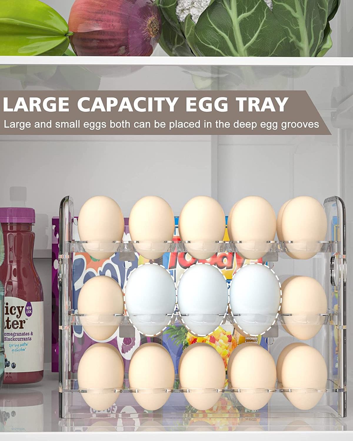 Refrigerator Side Door Save Space PET Organizer Hot Selling Vertically Placed Egg Three Tier 30 Grid Egg Holder