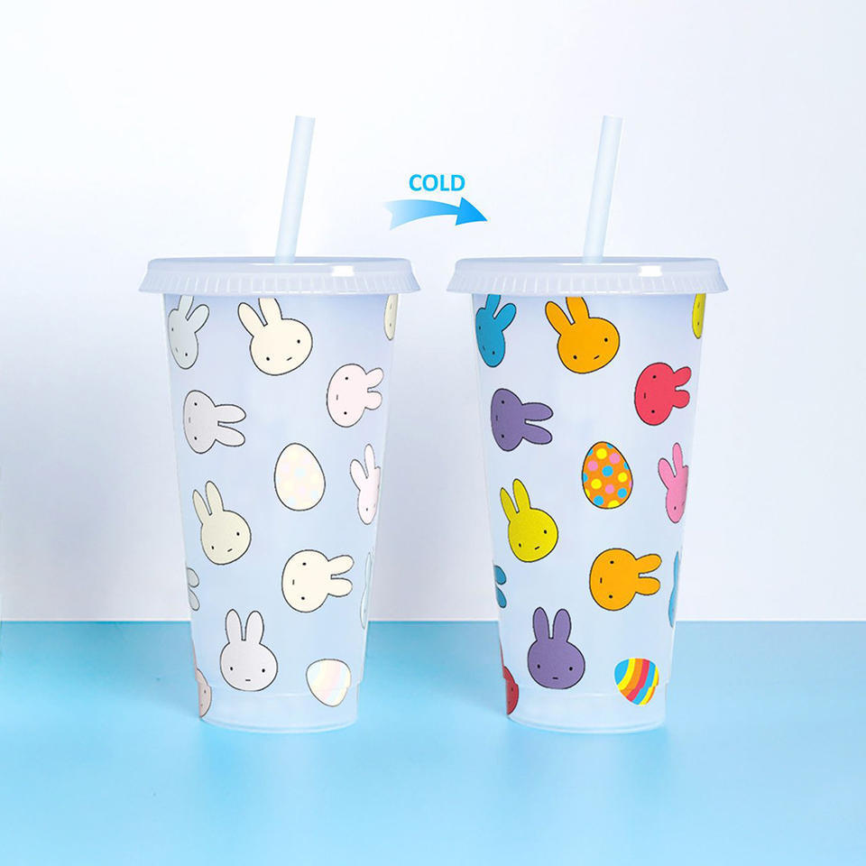 24 oz Christmas hot cold cup change Water Mug Printed Logo Pattern Straw Tumbler Colour Changing Cup