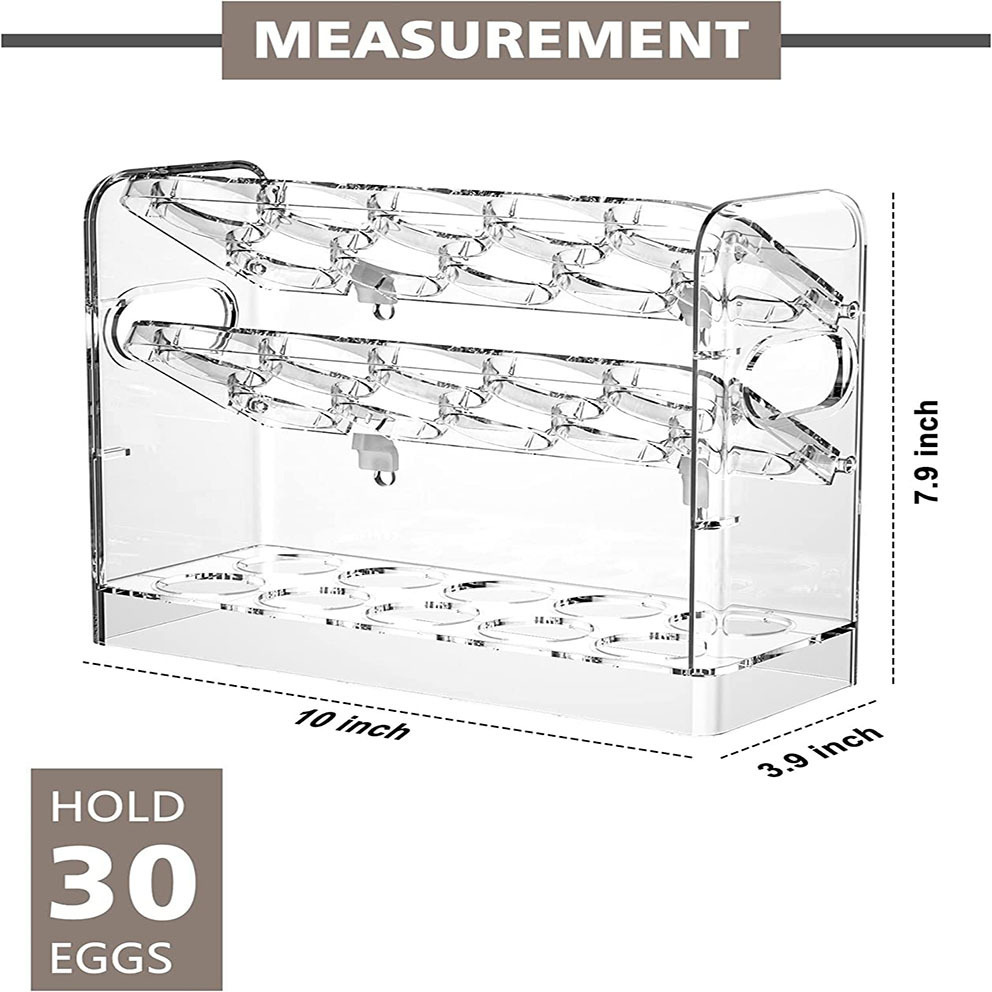 Refrigerator Side Door Save Space PET Organizer Hot Selling Vertically Placed Egg Three Tier 30 Grid Egg Holder