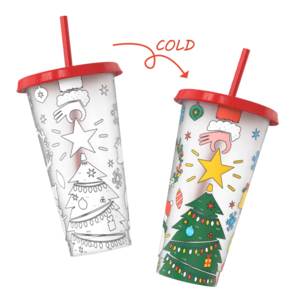 24 oz Christmas hot cold cup change Water Mug Printed Logo Pattern Straw Tumbler Colour Changing Cup