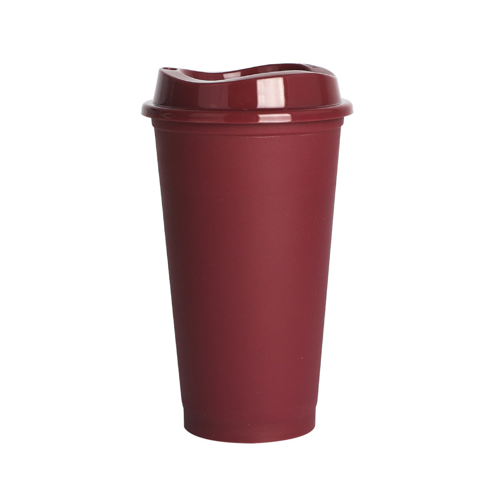 16oz plastic PP coffee mug with lid mood colour changing plastic reusable  cups tumbler custom with logo with cup cover