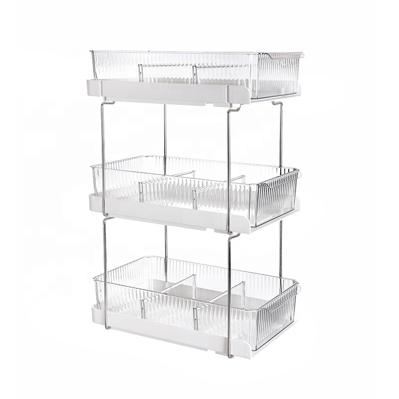 3 Tier Woman Desktop Luxury Water Poof Plastic Makeup Box Display Acrylic Stackable Storage Cosmetic Organizer