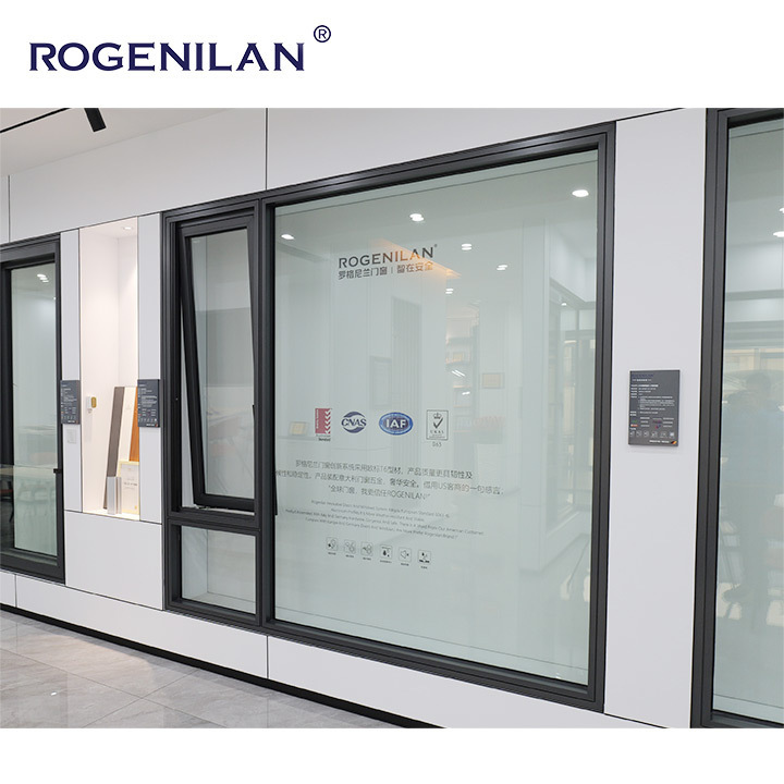 ROGENILAN Windproof Interior Villa Windows Double Glazing Fiberglass Folded Invisible Flysceen Aluminum Casement Window