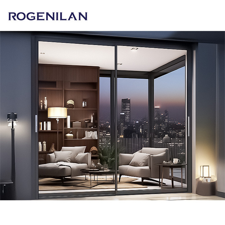 ROGENILAN Simple Internal White Primer Texture MDF Door Soundproof Bedroom Swing Composite Wooden Sliding Door