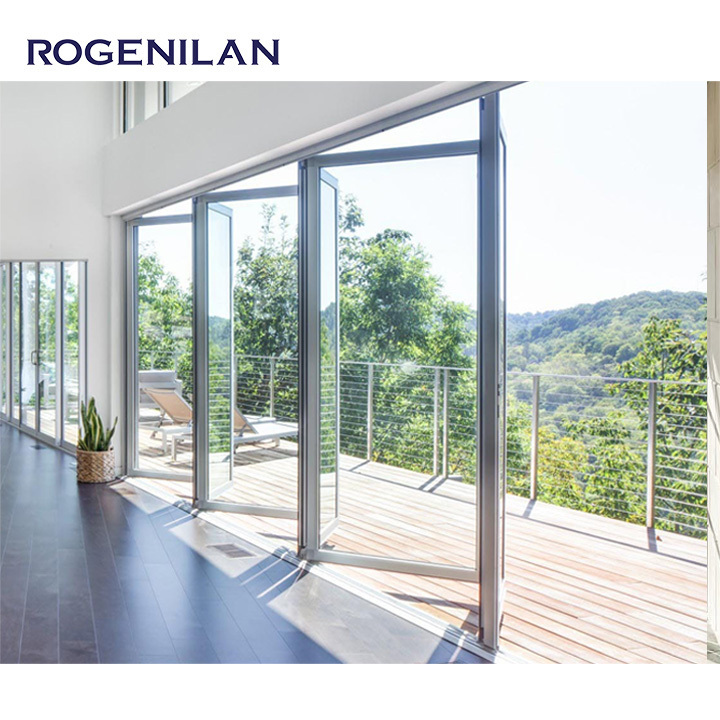 ROGENILAN Aluminum Hinged Patio Doors European Standard Double Panels Swing Style Door Modern French Glass Casement Entry Doors