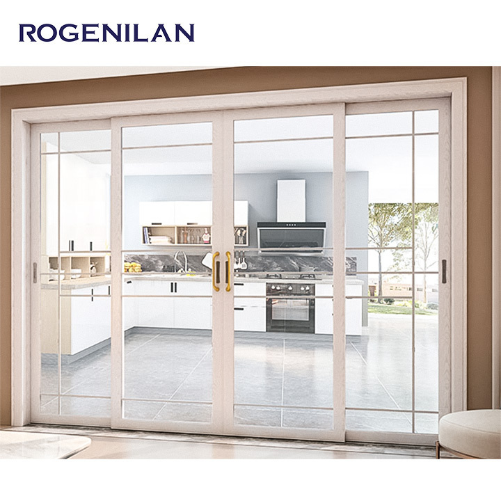 ROGENILAN Conceal Pocket Slide Doors Inside Stacking Sliding Patio Door Double Tempered Aluminumdoor Hidden Glass Security