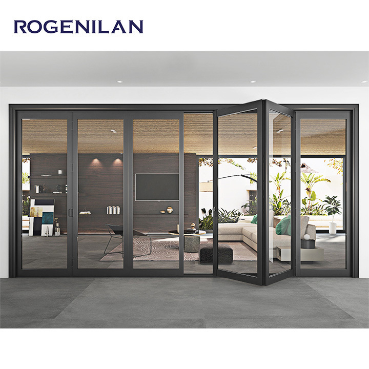 ROGENILAN Aluminum Hinged Patio Doors European Standard Double Panels Swing Style Door Modern French Glass Casement Entry Doors