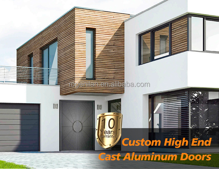 ROGENILAN Modern Exterior Main Gate Door Designs Front Aluminum Iron Entry Doors Entrance Security Aluminium Door For House