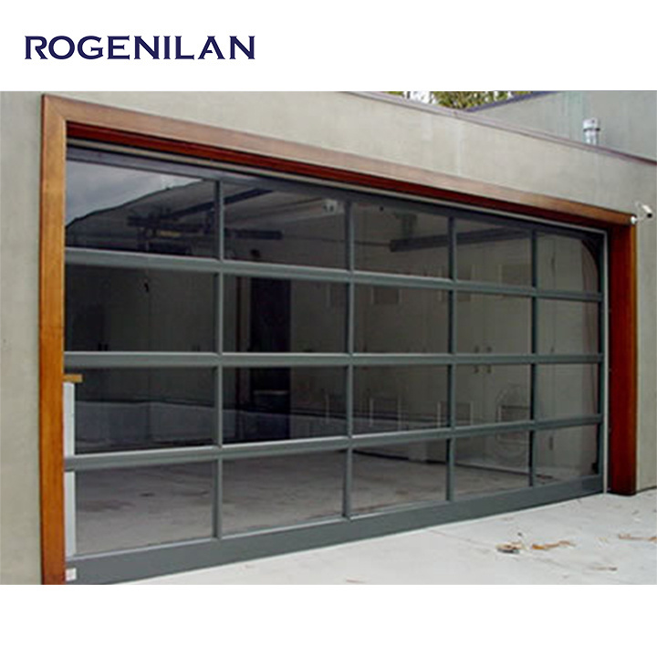 ROGENILAN  Automatic Electric Rolling Exterior Aluminum Alloy Full View Double Glass Commercial Sectional Garage Door