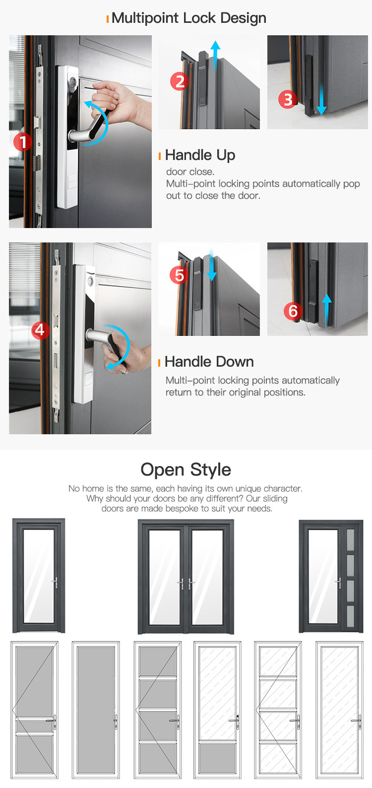 ROGENILAN Modern Exterior Main Gate Door Designs Front Aluminum Iron Entry Doors Entrance Security Aluminium Door For House