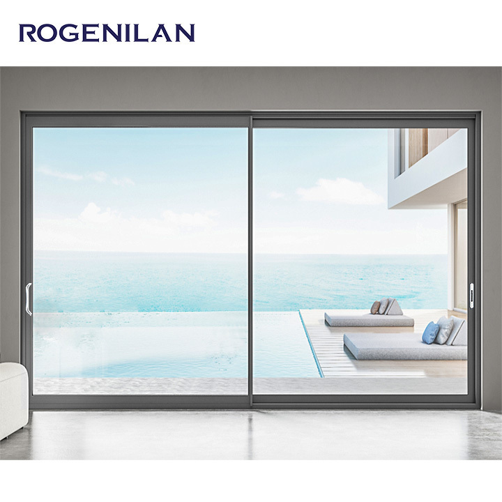 ROGENILAN Conceal Pocket Slide Doors Inside Stacking Sliding Patio Door Double Tempered Aluminumdoor Hidden Glass Security