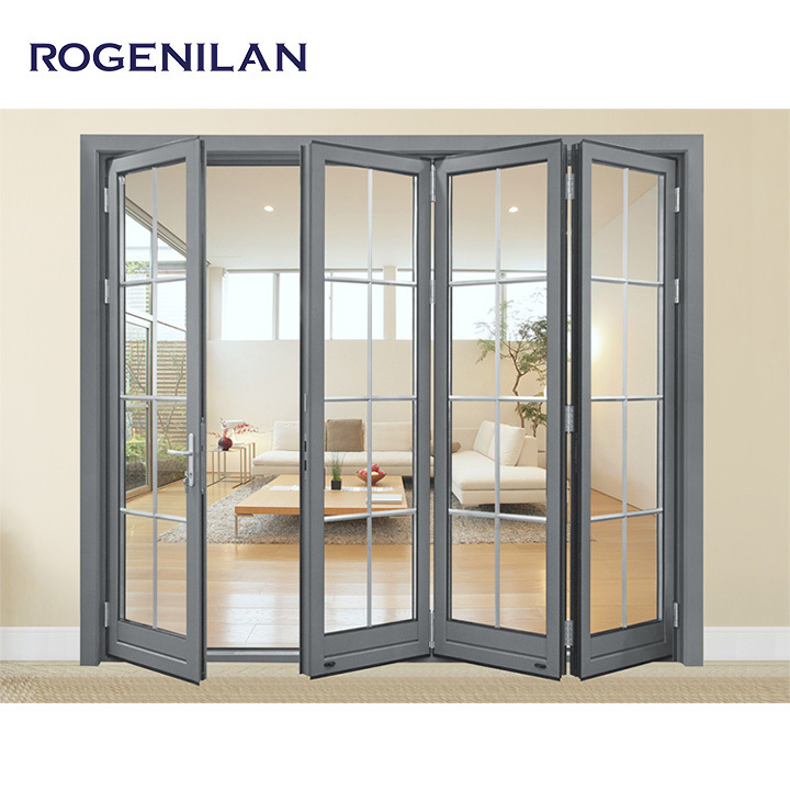 ROGENILAN Aluminum Hinged Patio Doors European Standard Double Panels Swing Style Door Modern French Glass Casement Entry Doors