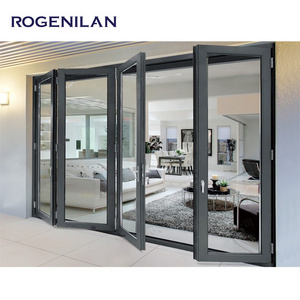 ROGENILAN Aluminum Hinged Patio Doors European Standard Double Panels Swing Style Door Modern French Glass Casement Entry Doors