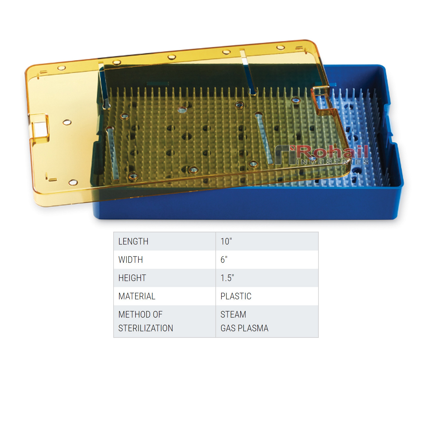 Premium Quality PLASTIC STERILIZATION TRAY with tray, silicone Finger mat insert, and lid