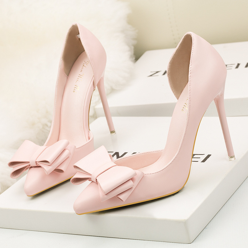 Womens Sexy Pointed Toe Patent Leather High Heels Corset Bowknot Pumps Party Court Wedding Shoes