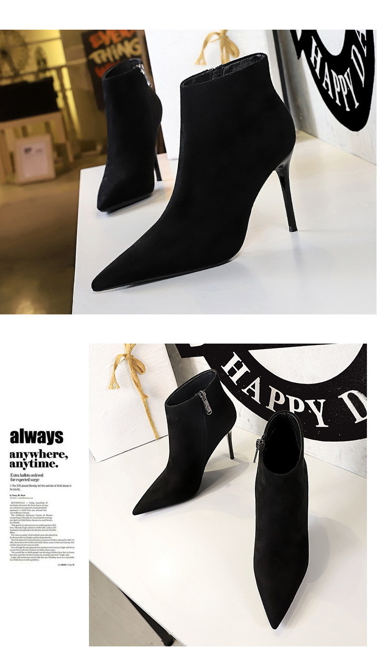 Elegant Lady Ankle Boots Sexy Pointed Toe Stilettos Heel Women Work Daily Shoes Suede Leather Side Zipper Chelsea Boots Females