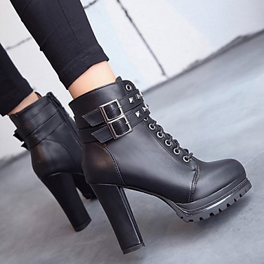 Women's Boots Chunky Heel Round Toe PU Booties / Ankle Boots Fall & Winter Black