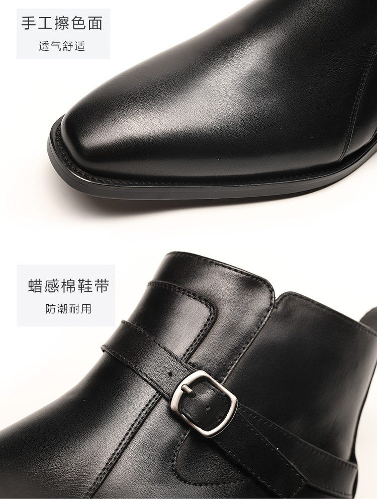 Hot sale Italian Design Gentleman Classic Monk Strap Business Men Genuine Leather Boots Shoes For Men