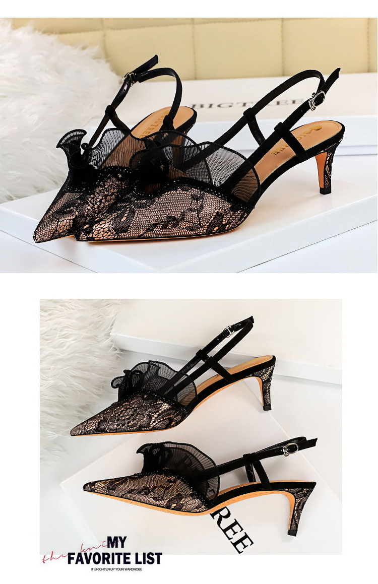 Femme Big Size Latest Design Lace Slingback Pumps Female Sex Black Bigtree Shoes Heels for Ladies and Women