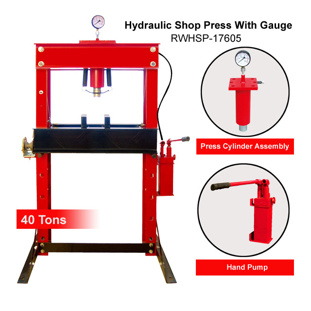 CE 40 Ton Manual Hydraulic Cylinder Shop Press Vehicle Equipment Pneumatic Air Car Hydraulic Shop Press Tools Machine With Gauge