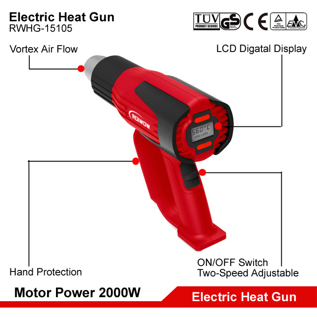 2000W Portable Hand Electric Hot Air Heat Gun Station Temperature LCD Digital Display Craft Power Heat Gun Blower Machine