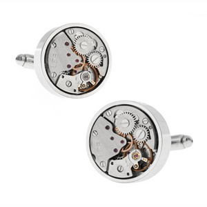 Wholesale Watch Movement Cufflinks Button Cover Custom Logo Cuff Links  With Box